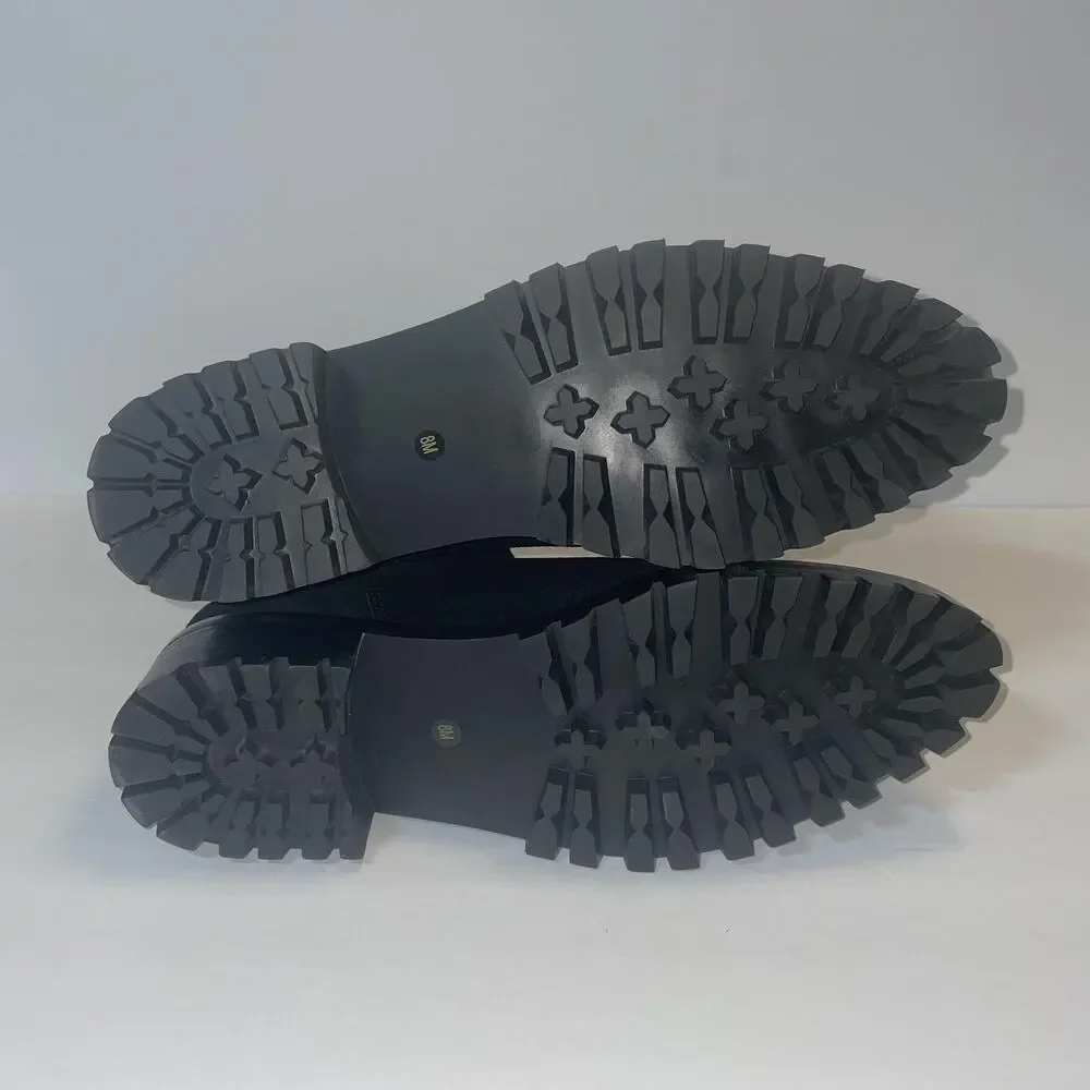 Quince Boots Womens Size 8 Black Suede Chelsea Ankle Lined Low Block Heel